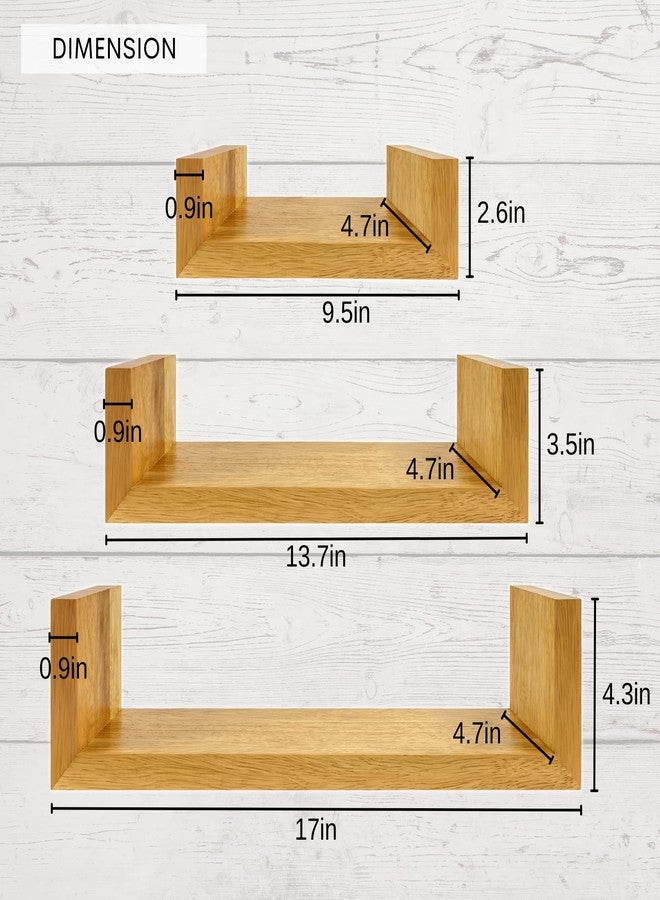 ILOT 100% Solid Wood Floating Shelves Perfect for Bathroom Décor Set of 3 Wooden Wall Shelves for Bedroom Living Room Kitchen Simple Minimalist Home Décor - Image 4